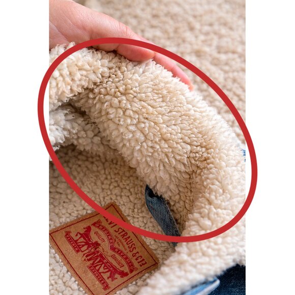 Vintage Levi’s Sherpa Lined Denim Jacket Blue Trucker Size S Authentic Worn - Picture 4 of 9